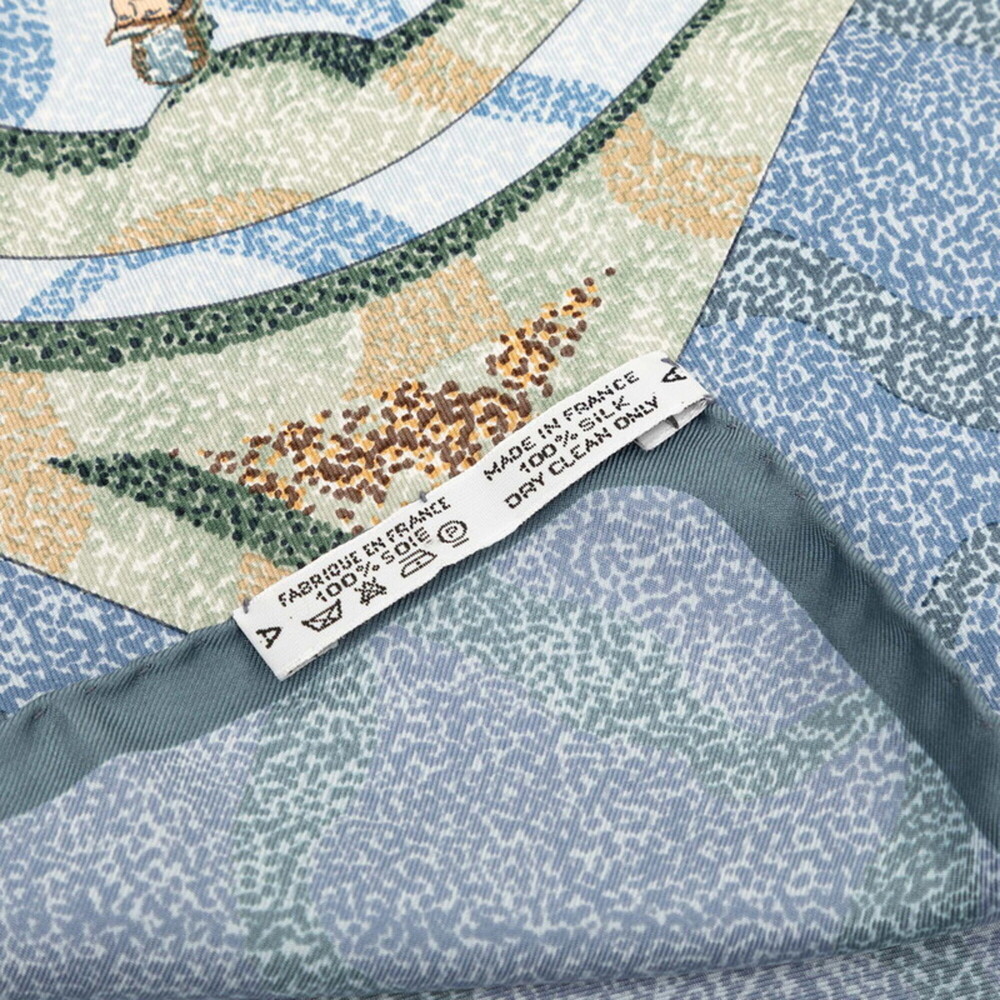 HERMES Blue Silk Scarf - Picture 7 of 8
